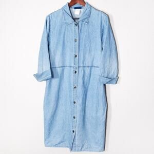 Lord Isaacs Denim Shirt Dress Size L Western Core Button Front Vintage